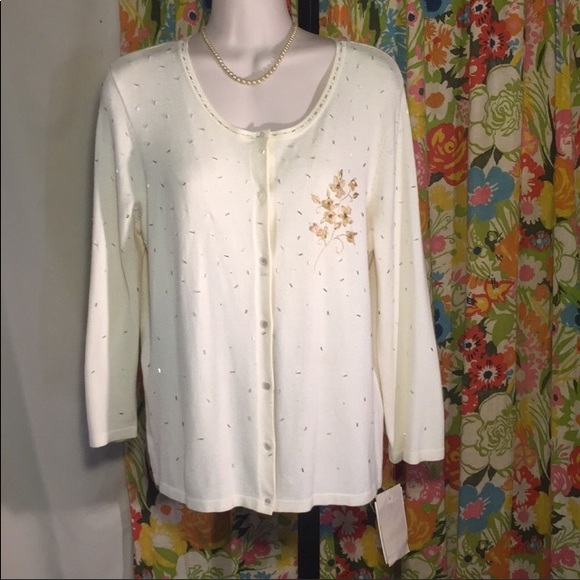 Emma James Sweaters - Emma James cream beaded cardigan NWT